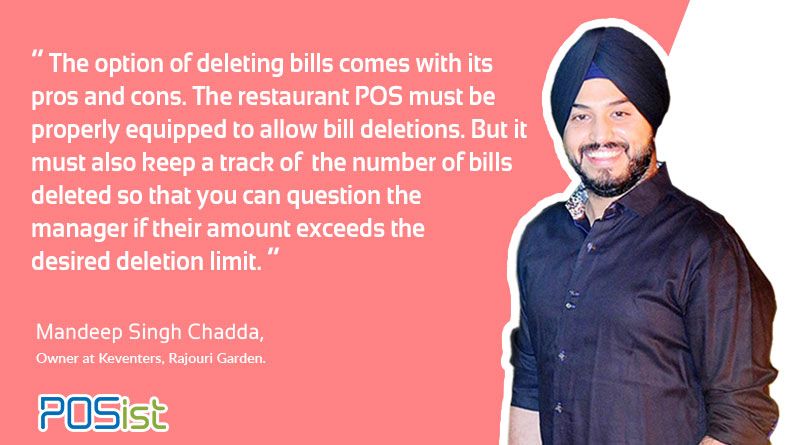 restaurant pos system bill editing