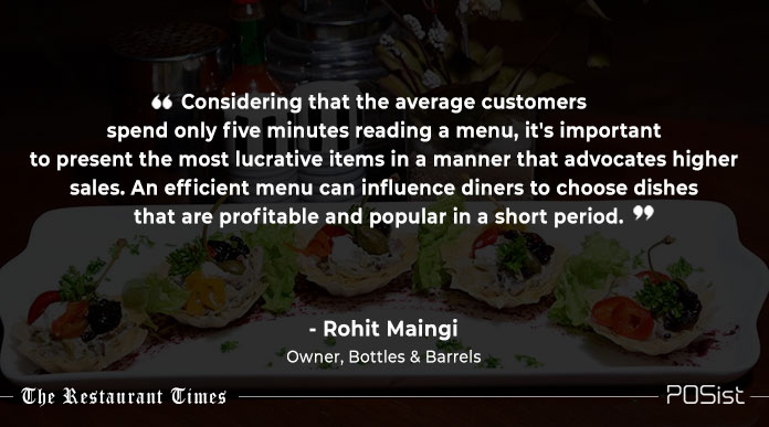 Rohit Maingi of Bottles and Barrels talks about menu engineering